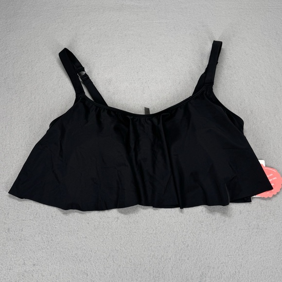 Torrid Flirt Swim Collection Black Flounce Bikini Bathing Suit Top 14/16 - Picture 3 of 9